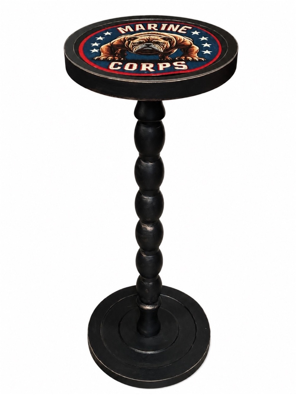3 Day Sale! Marine Corps Bulldog Accent Pedestal Table-Drink Table-Whiskey Stand